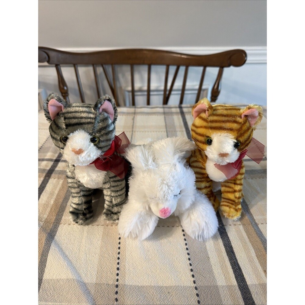 Two Small Cat And A Rabbit Plushie Lot